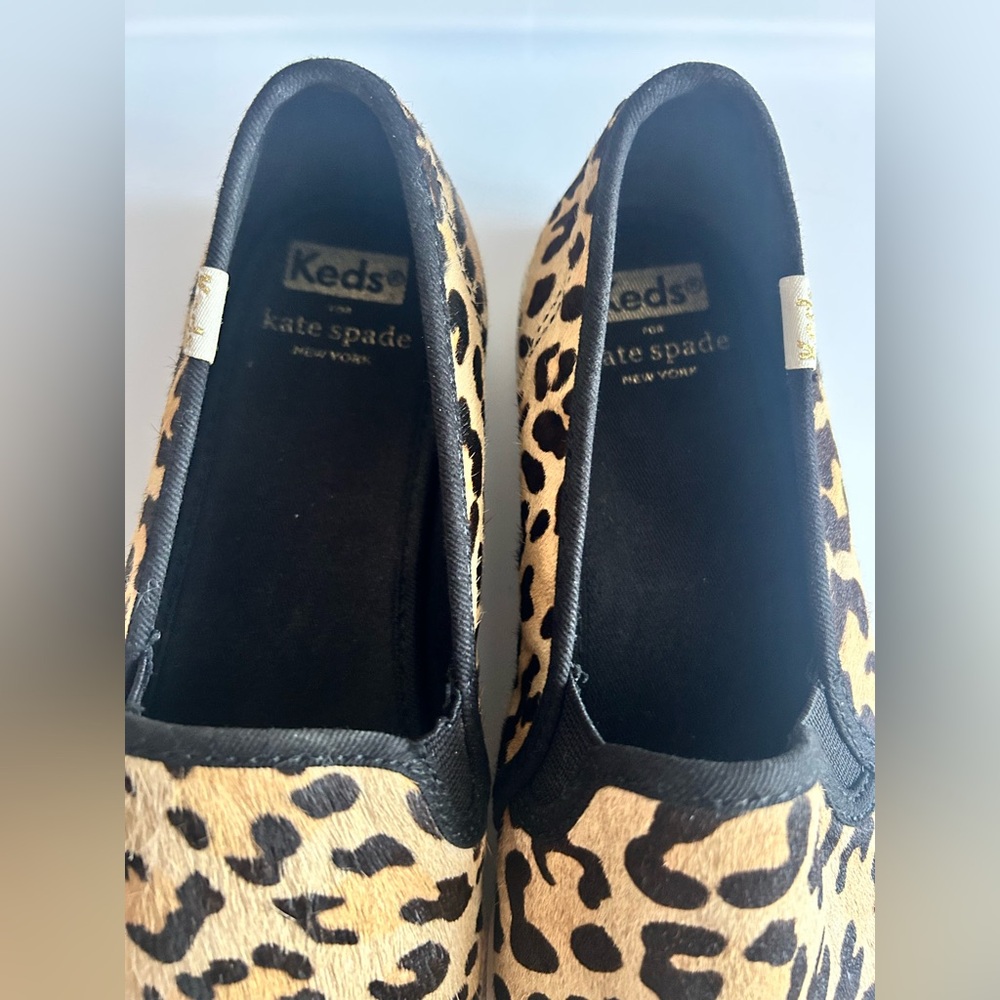 Keds x Kate Spade Double Decker Sneakers Leopard Pony Tan Slip On 7.5 - Picture 3 of 11